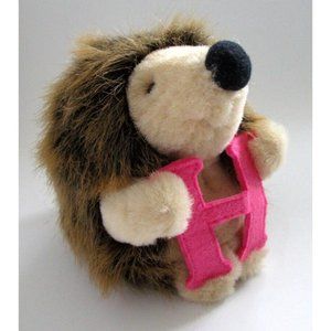 Vintage Hedgehog Plush 4” - Leafy Lane Pink Letter "H" #97200 Russ Berrie & Co.